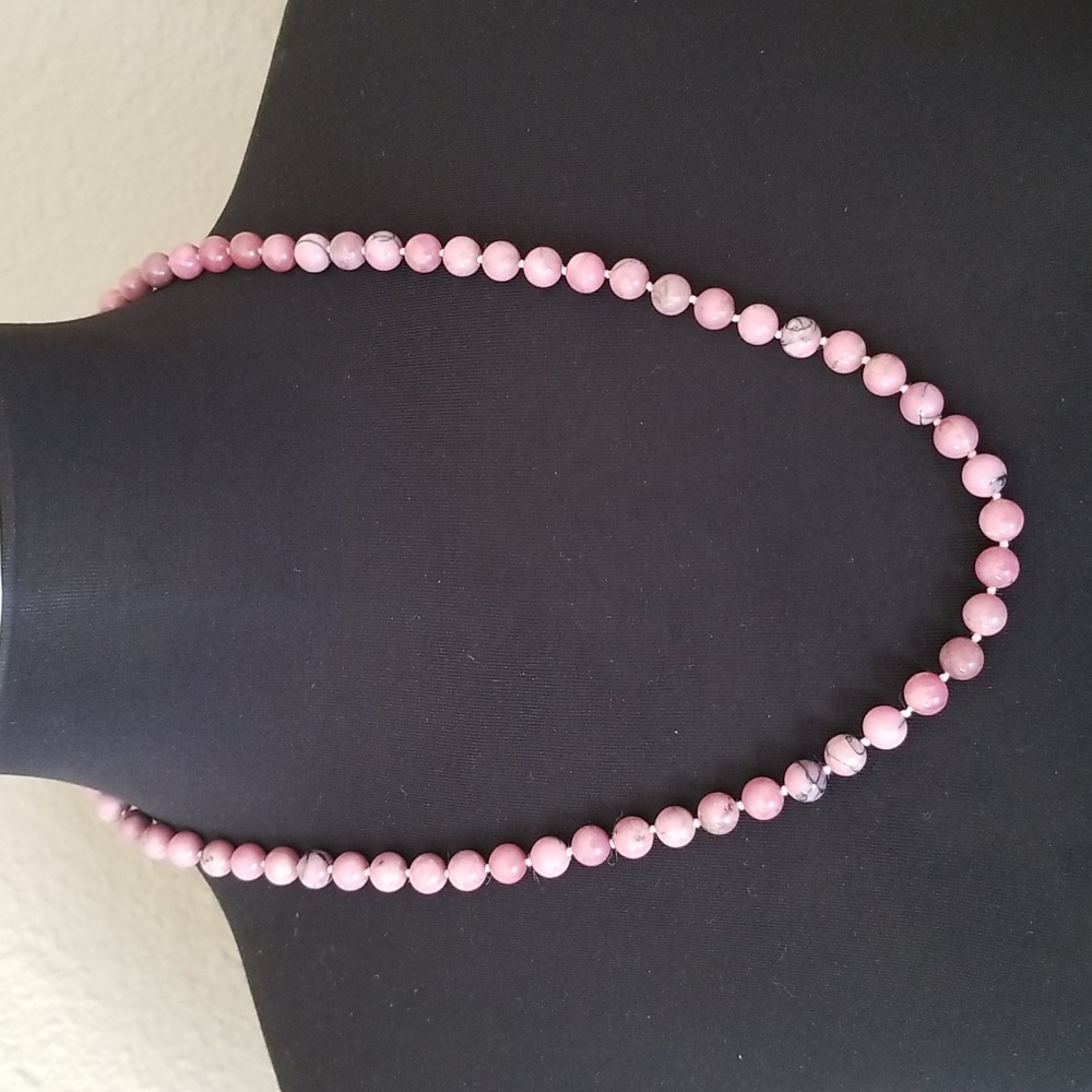Silver Rhodonite Stone Necklace - Picture 1 of 5